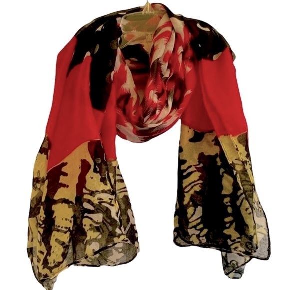 Colorful scarf wrap with black pink yellow circles zebra print colors! - Picture 1 of 8